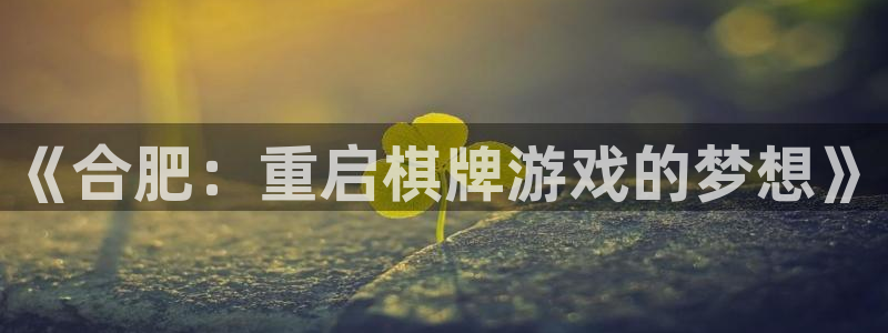 大神吧28官网预测：《合肥：重启棋牌游戏的梦想》